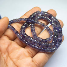 Load image into Gallery viewer, 9 inch, 5-9mm, Natural Blue Iolite Faceted Heishi Wheel Shape Beads, Iolite Beads - Jalvi &amp; Co.