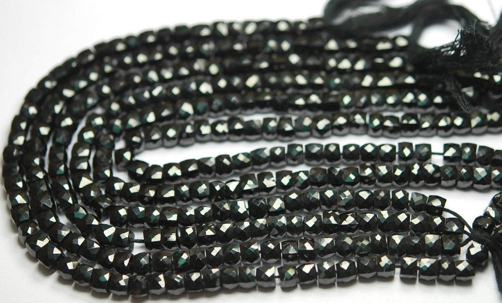 9 Inch Long Strand,Black Spinel Finest Quality Micro Faceted Box Shape Briolettes. Size 5-5.5mm - Jalvi & Co.