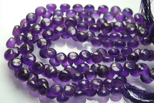 9 Inch Strand, Finest Quality, Natural Purple Amethyst Micro Faceted Onion Shape Briolette's, 9-9.5mm Size - Jalvi & Co.