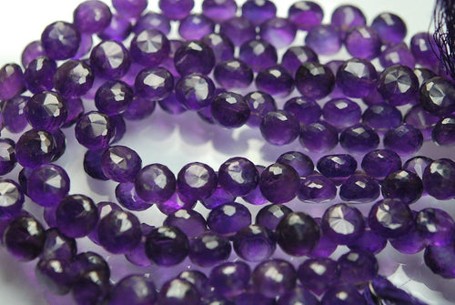 9 Inch Strand, Finest Quality, Natural Purple Amethyst Micro Faceted Onion Shape Briolette's, 9-9.5mm Size - Jalvi & Co.