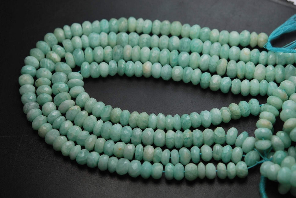9 Inch Strand, Natural Amazonite Faceted Rondelles, 7-7.5mm Size - Jalvi & Co.