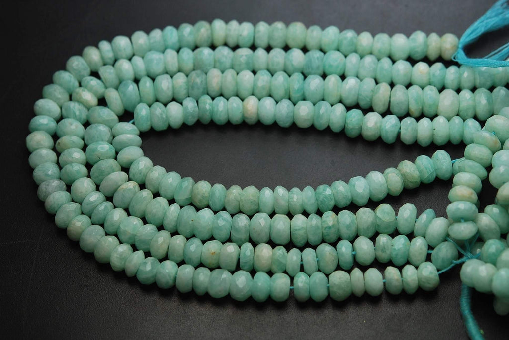 9 Inch Strand, Natural Amazonite Faceted Rondelles, 7-7.5mm Size - Jalvi & Co.