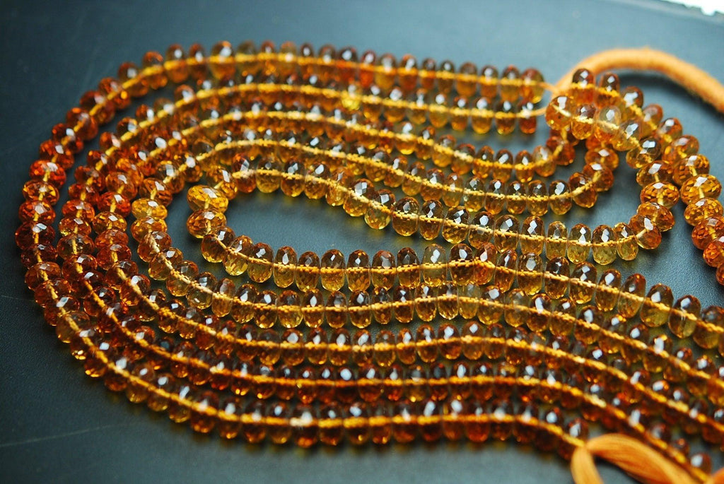 9 Inch Strand, Natural Citrine Micro Faceted Rondelles, 5-5.50mm Size,Super Quality - Jalvi & Co.