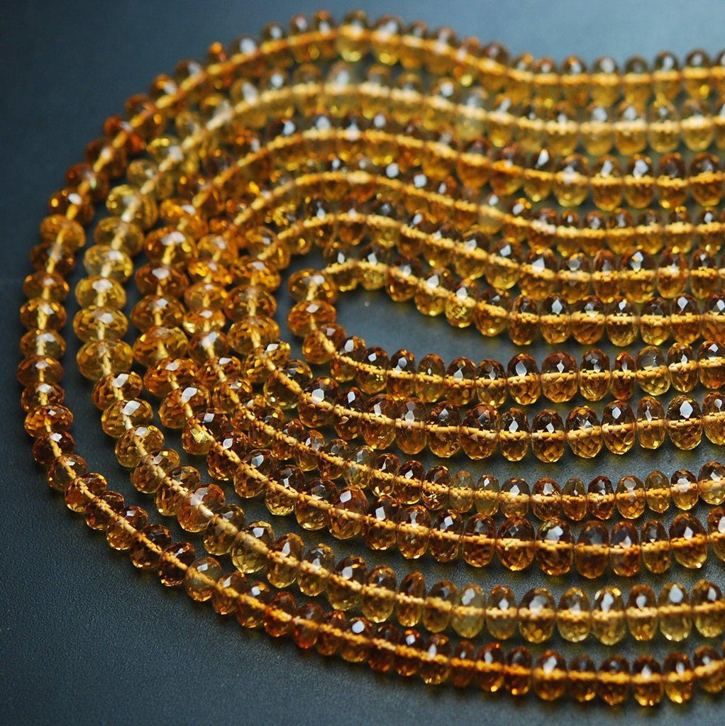 9 Inch Strand, Natural Citrine Micro Faceted Rondelles, 6-7mm Size,Super Quality - Jalvi & Co.