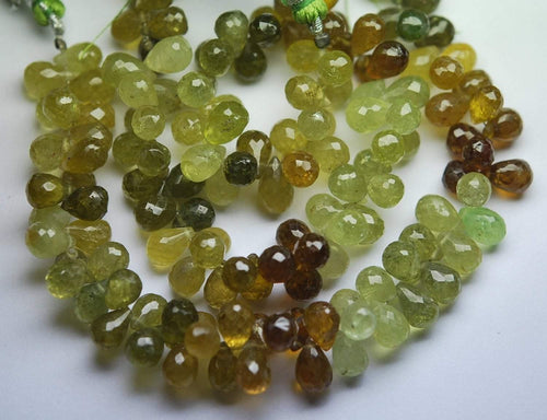 9 Inch Strand Super Finest,Grossular Garnet Faceted Drops Shape Briolettes, 8-9mm - Jalvi & Co.