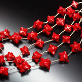 9 inches, 10-13mm, Fancy Red Stone Star Shape Loose Beads