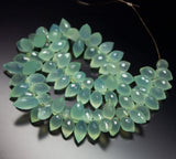 9 inches, 10-14mm, Natural Aqua Chalcedony Faceted Marquise Briolette Teardrop Beads