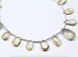 9 Inches, 10-16mm, Natural Golden Rutile Quartz Faceted Pear Drop Briolette Beads Strand