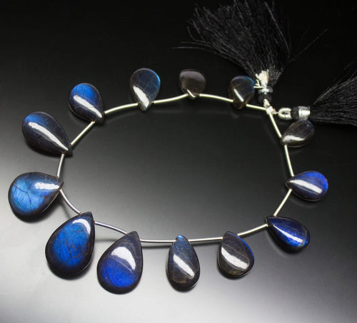 9 inches, 14-23mm, Natural Blue Labradorite Smooth Plain Pear Drop Briolettes Loose Gemstone Beads - Jalvi & Co.