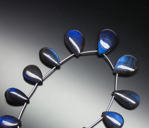 9 inches, 14-23mm, Natural Blue Labradorite Smooth Plain Pear Drop Briolettes Loose Gemstone Beads - Jalvi & Co.