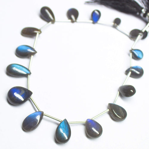 9 inches, 16-23mm, Natural Blue Labradorite Smooth Pear Drops Briolette Gemstone Beads - Jalvi & Co.