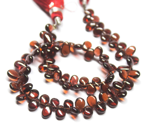 9 inches, 5-8mm, Natural Mozambique Garnet Smooth Plain Pear Drop Briolettes Loose Gemstone Beads - Jalvi & Co.