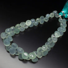 Load image into Gallery viewer, 9 inches, 7-10mm, Aqua Blue Chalcedony Faceted Onion Drops Briolette Loose Gemstone Beads, Chalcedony Beads - Jalvi &amp; Co.