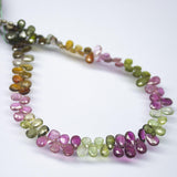 9 inches, 7mm, Natural Multi Tourmaline Faceted Pear Drop Briolette Beads, Tourmaline Beads