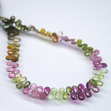 Load image into Gallery viewer, 9 inches, 7mm, Natural Multi Tourmaline Faceted Pear Drop Briolette Beads, Tourmaline Beads - Jalvi &amp; Co.