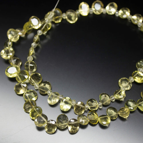 9 inches, 8mm, Lemon Quartz Faceted Oval Cut Stone Briolette Loose Gemstone Beads, Quartz Beads - Jalvi & Co.