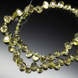 9 inches, 8mm, Lemon Quartz Faceted Oval Cut Stone Briolette Loose Gemstone Beads, Quartz Beads