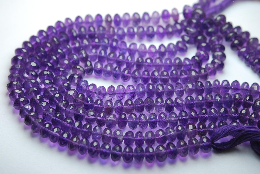 9 Inches, Finest Quality, Purple Natural African Amethyst Faceted Rondelles, 6.5-7mm - Jalvi & Co.