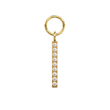 Load image into Gallery viewer, 9 Stone Diamond Bar Charm Pendant / 14k 18k Solid Gold Pendant / Diamond Gold Pendant / Diamond Charm 24mm Length - Jalvi &amp; Co.