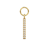 9 Stone Diamond Bar Charm Pendant / 14k 18k Solid Gold Pendant / Diamond Gold Pendant / Diamond Charm 24mm Length