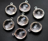 92.5 Silver, Natural Rose Quartz Faceted Pendant, 10 Piece Of 14mm