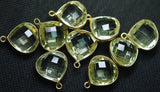 92.5 Silver Vermeil Lemon Quartz Faceted Heart Shape Pendant 24K Gold Plated , 5 Piece Of 17mm