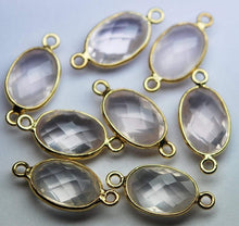 Load image into Gallery viewer, 92.5 Silver Vermeil, Natural Rose Quartz Faceted Pendant Connector, 5 Piece Of 21mm - Jalvi &amp; Co.