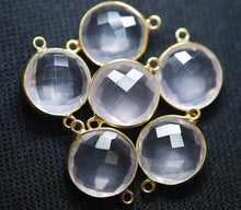 Load image into Gallery viewer, 92.5 Silver Vermeil Rose Quartz Faceted Pendant Connector 24K Gold Plated, 2 Piece Of 23mm - Jalvi &amp; Co.