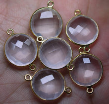 Load image into Gallery viewer, 92.5 Silver Vermeil Rose Quartz Faceted Pendant Connector 24K Gold Plated, 2 Piece Of 23mm - Jalvi &amp; Co.