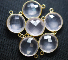 Load image into Gallery viewer, 92.5 Silver Vermeil Rose Quartz Faceted Pendant Connector 24K Gold Plated, 6 Piece Of 23mm - Jalvi &amp; Co.