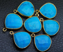 Load image into Gallery viewer, 92.5 Silver Vermeil,Turquoise Faceted Heart Shape Pendant Connector, 5 Piece Of 16mm - Jalvi &amp; Co.