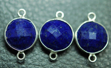 Load image into Gallery viewer, 92.5 Sterling Silver Lapis Lazuli Faceted Coins Shape Connector Pendant, 4 Piece Of 23mm - Jalvi &amp; Co.