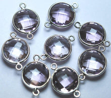 Load image into Gallery viewer, 92.5 Sterling Silver, Natural Pink Amethyst Faceted Coins Shape Connector, 2 Piece Of 17mm - Jalvi &amp; Co.