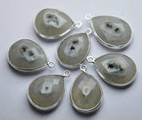 92.5 Sterling Silver, Natural Solar Quartz Faceted Pear Shape,Pendent, 2 Piece Of 23-25mm Approx