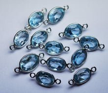 Load image into Gallery viewer, 92.5 Sterling Silver Sky Blue Topaz Faceted Oval Shape Connector, 6 Piece 14mm Approx - Jalvi &amp; Co.