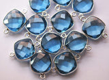 92.5 Sterling Silver,London Blue Quartz Cushion Shape Pendant, 15 Piece Of 19mm Approx