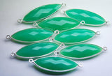 92.5 Sterling Silver,Match Pair Chrysoprase Chalcedony Faceted Marquise Shape Pendant, 5 Piece Of 31mm