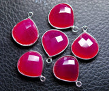 92.5 Sterling Silver,Pink Chalcedony Faceted Heart Shape Pendant, 5 Piece Of 18mm