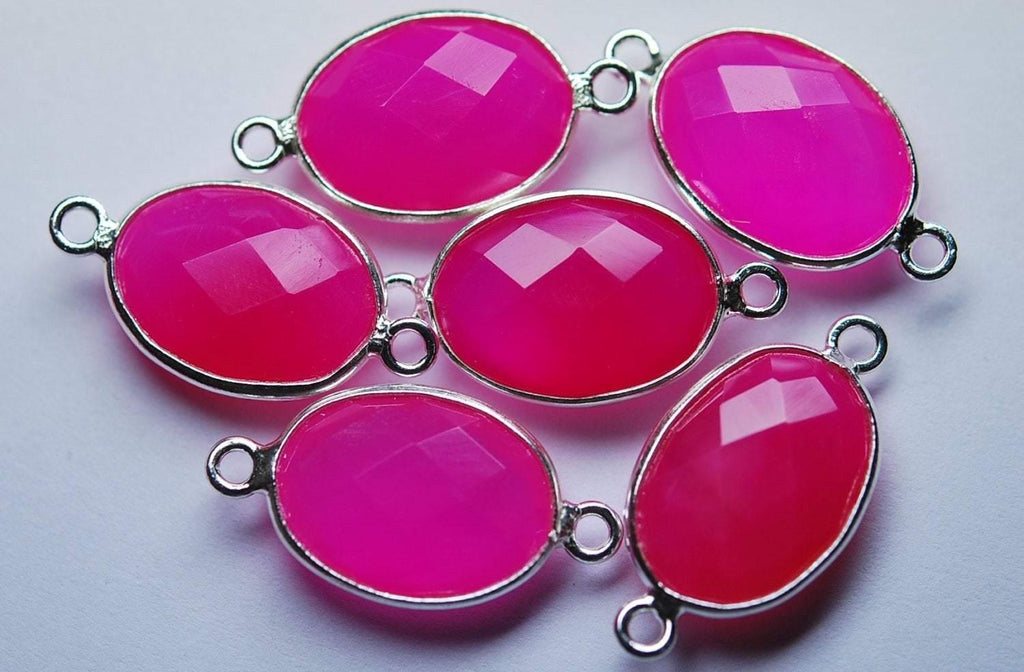 92.5 Sterling Silver,Pink Chalcedony Faceted Oval Shape, 5 Piece Of 21mm - Jalvi & Co.