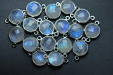 92.5 Sterling Silver,Rainbow Moonstone Faceted Coins Shape Pendant, 20 Piece Of 19mm Approx