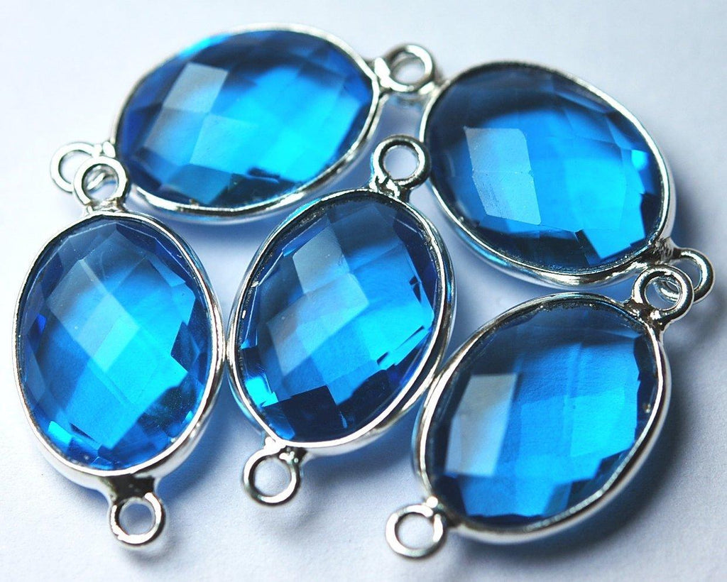 92.5 Sterling Silver,Sky Blue Quartz Faceted Oval Shape Pendent, 2 Piece Of 18mm Approx - Jalvi & Co.