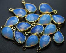 Load image into Gallery viewer, 92.5 Sterling Vermeil,Opal Blue Quartz Faceted Pear Shape Connector, 2 Piece Of 16mm - Jalvi &amp; Co.