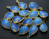 92.5 Sterling Vermeil,Opal Blue Quartz Faceted Pear Shape Connector, 2 Piece Of 16mm