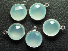 Load image into Gallery viewer, 925 Sterling Silver Aqua Chalcedony Faceted Coins Shape, 5 Piece Of 16mm - Jalvi &amp; Co.