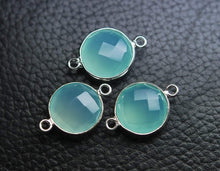 Load image into Gallery viewer, 925 Sterling Silver, Aqua Chalcedony Faceted Coins Shape Connector, 10 Piece Of 19mm - Jalvi &amp; Co.