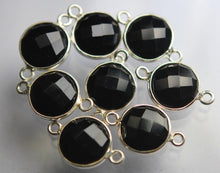 Load image into Gallery viewer, 925 Sterling Silver Black Onyx Faceted Coins Shape Connector, 5 Piece Of 19mm - Jalvi &amp; Co.