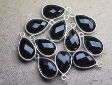 Load image into Gallery viewer, 925 Sterling Silver Black Onyx Faceted Pear Shape Pendant, 5 Piece Of 16mm - Jalvi &amp; Co.