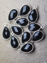 Load image into Gallery viewer, 925 Sterling Silver Black Onyx Faceted Pear Shape Pendant, 5 Piece Of 16mm - Jalvi &amp; Co.