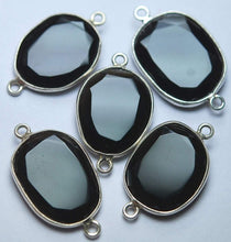 Load image into Gallery viewer, 925 Sterling Silver Black Onyx Faceted Slice Shape Connector, 5 Piece Of 23-25mm - Jalvi &amp; Co.