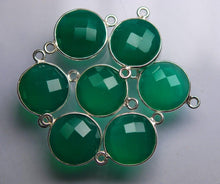 Load image into Gallery viewer, 925 Sterling Silver Green Onyx Faceted Coins Shape Connector, 2 Piece Of 19mm - Jalvi &amp; Co.
